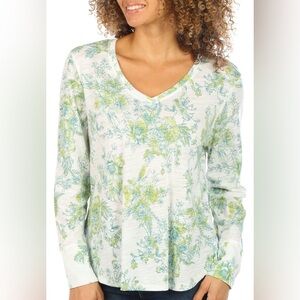 Floral V-Neck Long Sleeve Top By Blue Sol 
Size 2XL, Office Wear, Lightweight
